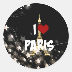 Pegatina Redonda Amo París