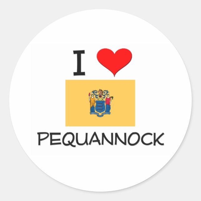 Pegatina Redonda Amo Pequannock New Jersey (Anverso)
