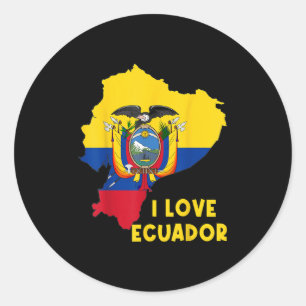 Pegatina Redonda Amo Quito Hola Ecuador Mapa Bandera Orgullosa Ecua