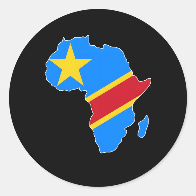 Pegatina Redonda Amo República Democrática Del Congo Rdc Bandera De (Anverso)