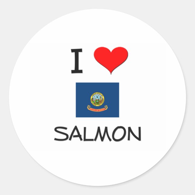 Pegatina Redonda Amo SALMON Idaho (Anverso)