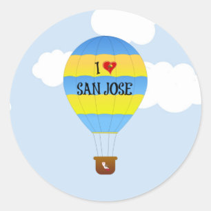 Pegatina Redonda Amo San José, globo aerostático,