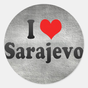 Pegatina Redonda Amo Sarajevo, Bosnia y Herzegovina