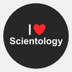 Pegatina Redonda Amo Scientology (del corazón)