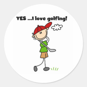Pegatina Redonda Amo SÍ el Golfing