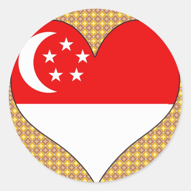 Pegatina Redonda Amo Singapur (Anverso)