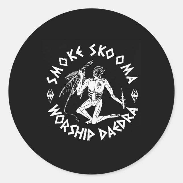 Pegatina Redonda Amo Skooma Adoración Daedra (Anverso)