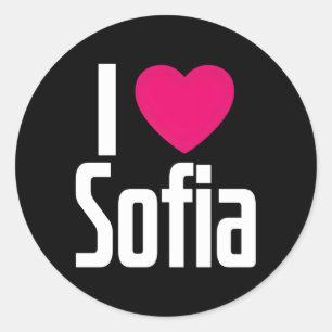 Pegatina Redonda Amo Sofia K He I He He Sofia