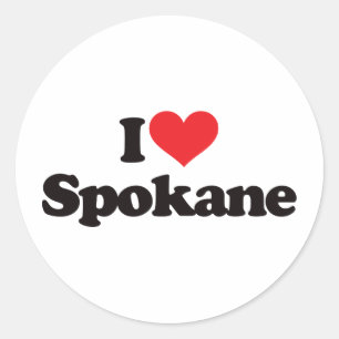 Pegatina Redonda Amo Spokane
