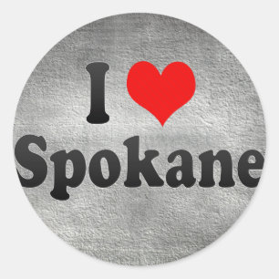 Pegatina Redonda Amo Spokane, Estados Unidos