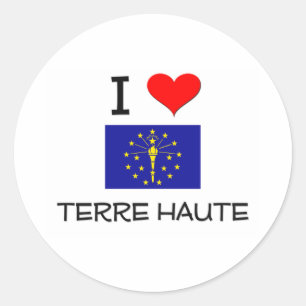 Pegatina Redonda Amo TERRE HAUTE Indiana