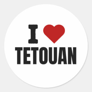 Pegatina Redonda Amo Tetouan - Corazón camiseta Tetouan