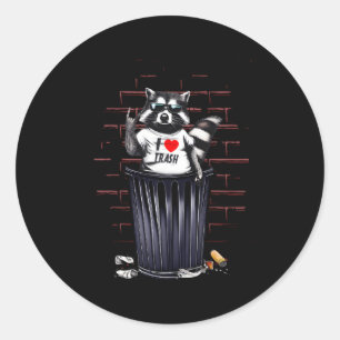 Pegatina Redonda Amo Trash Raccoon Trash Panda