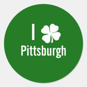 Pegatina Redonda Amo (trébol) día del St Patricks de Pittsburgh