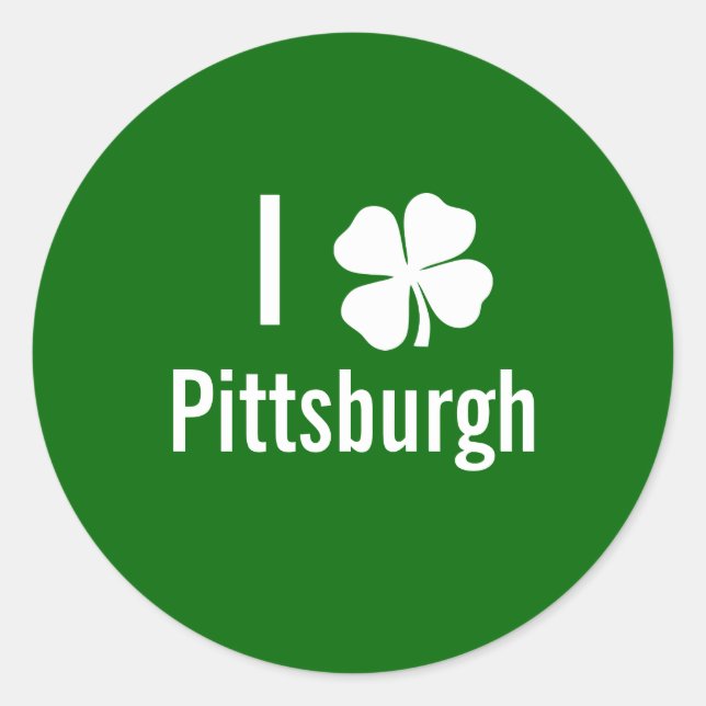 Pegatina Redonda Amo (trébol) día del St Patricks de Pittsburgh (Anverso)