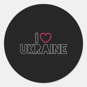 Pegatina Redonda Amo Ucrania Orgullo Ucraniano Amor Byltico Corazón