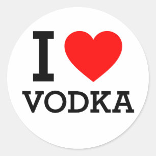 Pegatina Redonda Amo Vodka