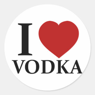 Pegatina Redonda Amo Vodka