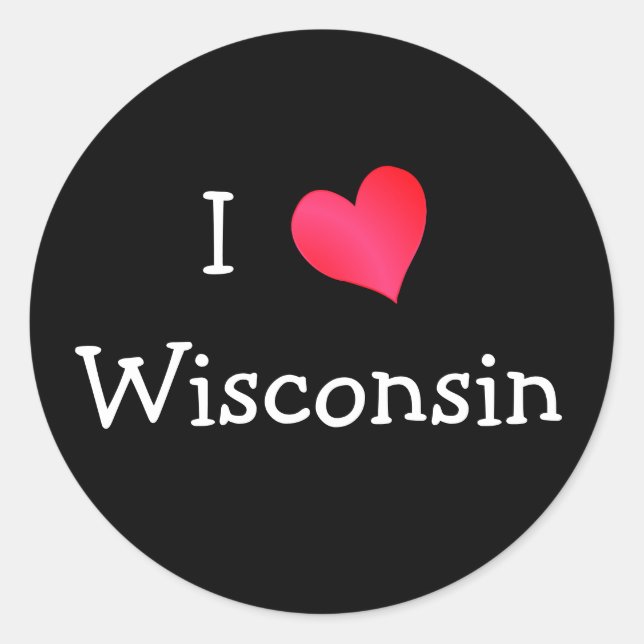 Pegatina Redonda Amo Wisconsin (Anverso)