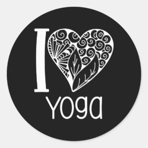 Pegatina Redonda Amo Yoga Corazón Para Mujeres Que Aman Yoga