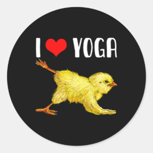 Pegatina Redonda Amo Yoga Pollo Lindo Por Regalo De Yoga De Pollo M