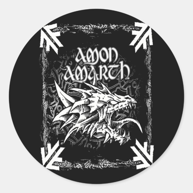 Pegatina Redonda Amon Amarth Regalo Perfecto Para Los Fans (Anverso)