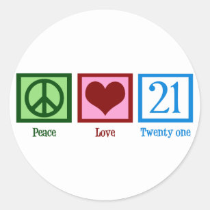 Pegatina Redonda Amor 21 de la paz
