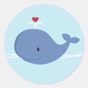 Pegatina Redonda Amor a la ballena