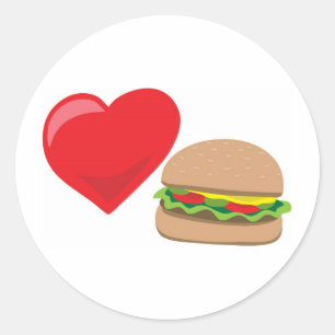 Pegatina Redonda ¡Amor a la hamburguesa! ¡Personalizable: