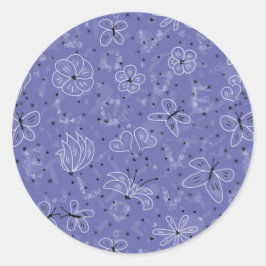 Pegatina Redonda AMOR a la mariposa - patrón sin fisuras.