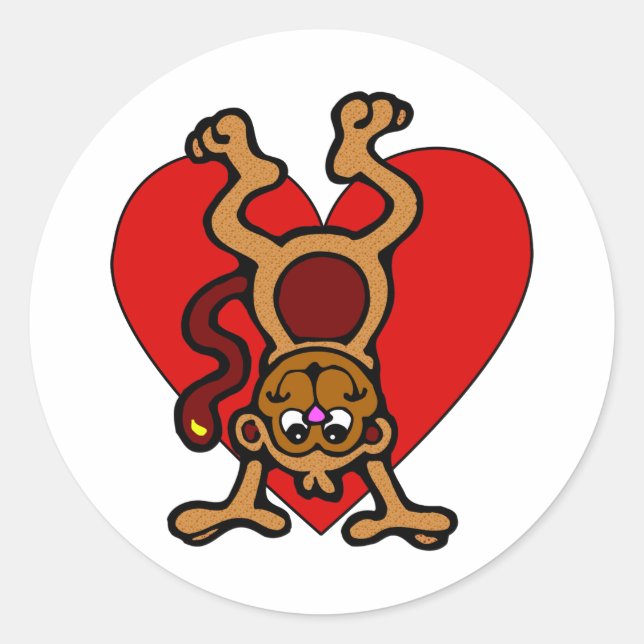 Pegatina Redonda Amor a los monos (Anverso)
