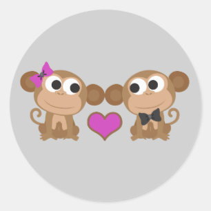 Pegatina Redonda Amor a los monos pequeños