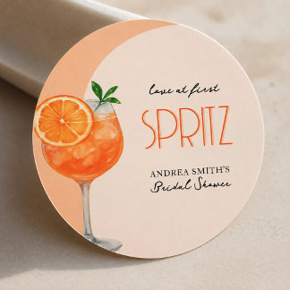 Pegatina Redonda Amor a Primera Spritz Cítrico Chic BEBER Melocotón