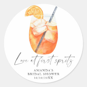 Pegatina Redonda Amor a primera Spritz Despedida de soltera