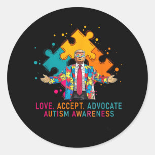 Pegatina Redonda Amor Acepta Defensa Autismo Conciencia Graciosa Tr