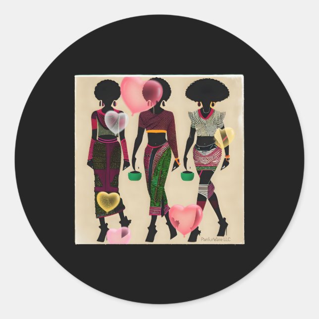 Pegatina Redonda Amor afroamericano negro El Panfurware Llc (Anverso)