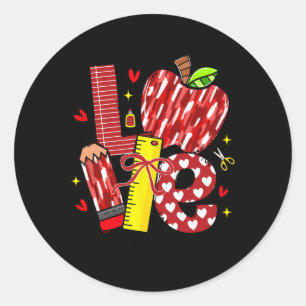 Pegatina Redonda Amor Apple Pencil Ayudante de Maestro Vida Arco Co
