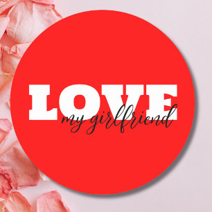 Pegatina Redonda Amor blanco Neon Red Valentine