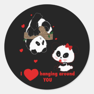 Pegatina Redonda Amor colgando a tu alrededor OSOS PANDA por LeahG