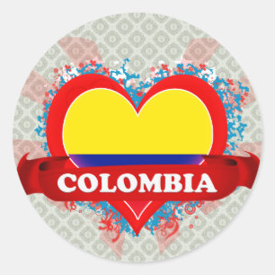 Pegatina Redonda Amor Colombia del vintage I