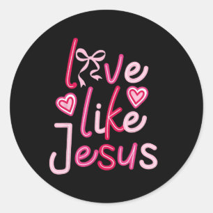 Pegatina Redonda Amor Como Jesús Coquette Bow Día de San Valentín