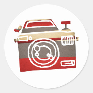 Pegatina Redonda Amor Corazón Cámara Lindo Gráfico Fotografía Fiest