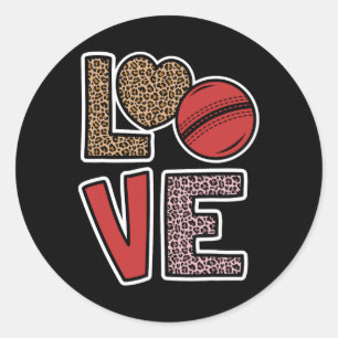 Pegatina Redonda Amor Cricket Lindo Amante Del Cricket Jugadora De