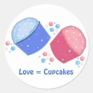 Pegatina Redonda Amor = Cupcakes