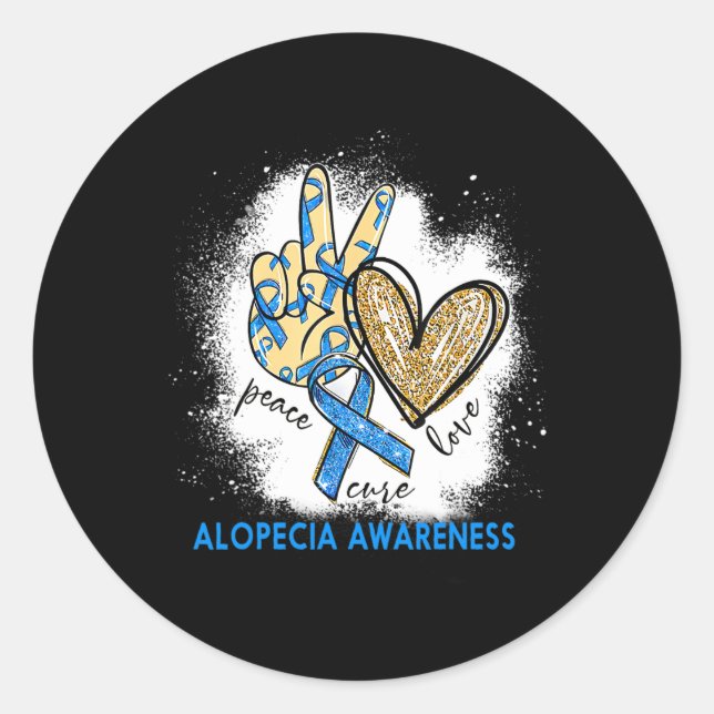 Pegatina Redonda Amor Cure Alopecia Bleached (Anverso)
