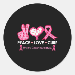 Pegatina Redonda Amor Cure Cure Cáncer de Mama Conciencia Sobrevivi