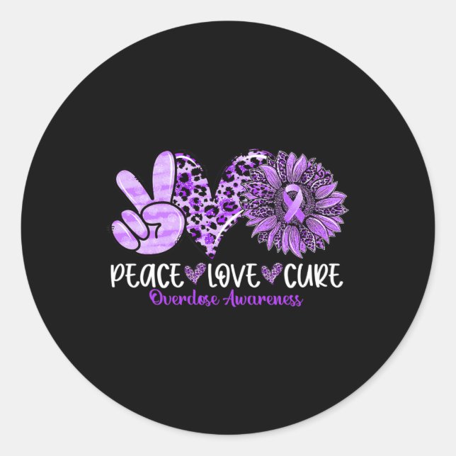 Pegatina Redonda Amor Cure Sunflower Leopardo Sobredosis Conciencia (Anverso)