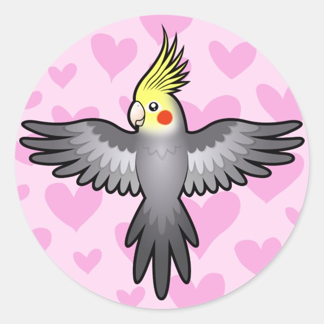 Pegatina Redonda Amor de Cacatúa (Anverso)