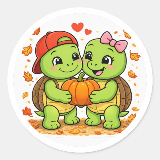 Pegatina Redonda Amor de Calabaza (Anverso)