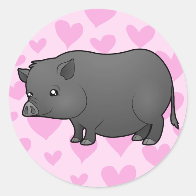 Pegatina Redonda Amor de Cerdo Miniatura (Anverso)